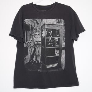 Star Wars Mens Graphic Shirt Size Large Darth Vader Stormtrooper Black White Tee